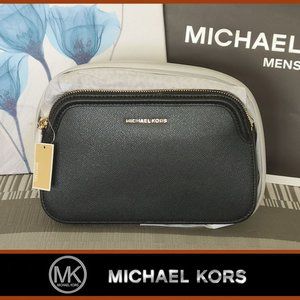 Michael Kors Houston  BLACK Leather Crossbody Bag